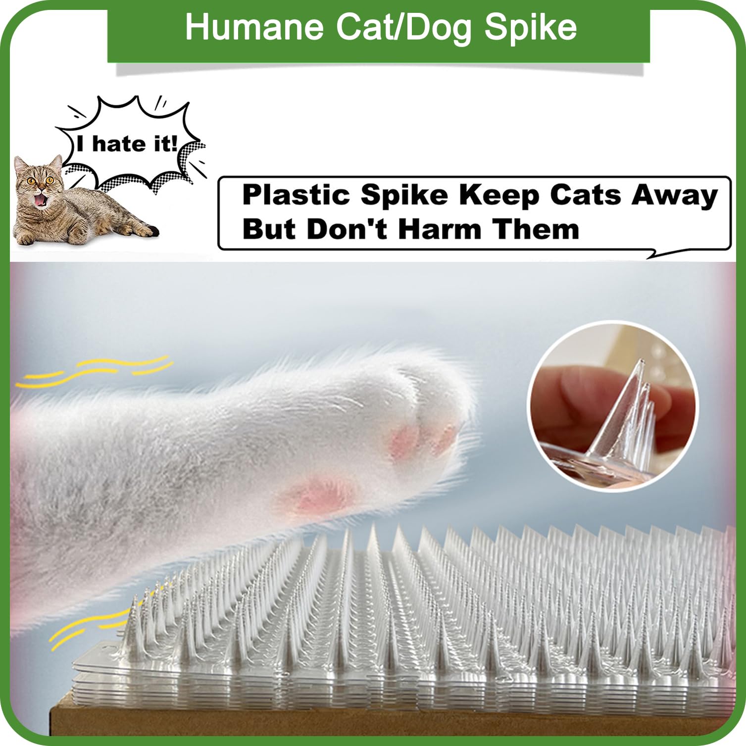 Aocoray cat deterrent spikes close-up illustrate humane deterrence