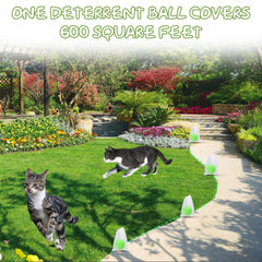 AODA cat deterrent ball in grass creates a no-go zone