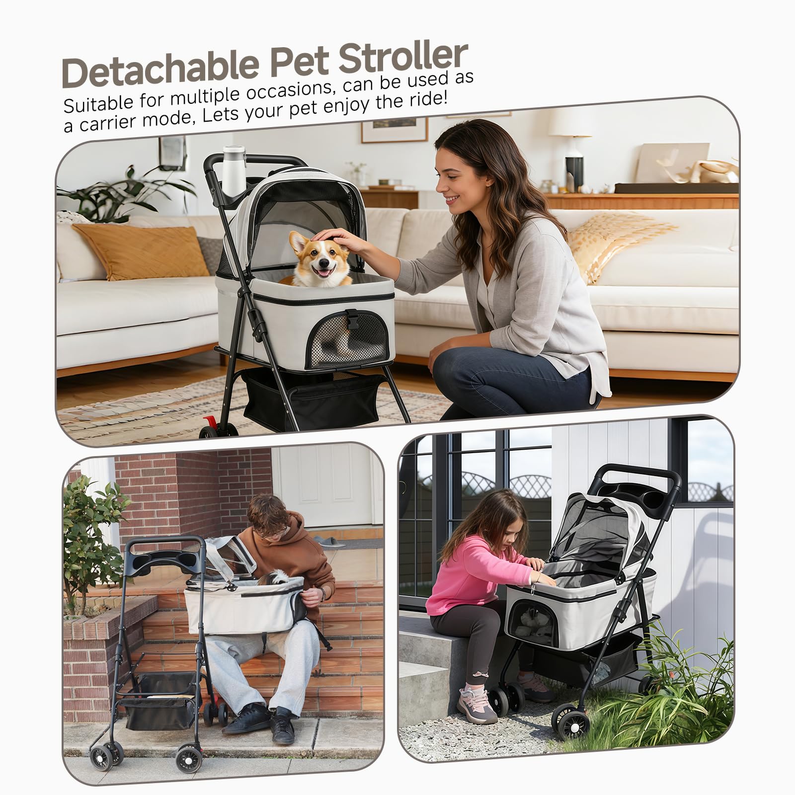 AODI Pet Stroller cup holder for on-the-go drinks.
