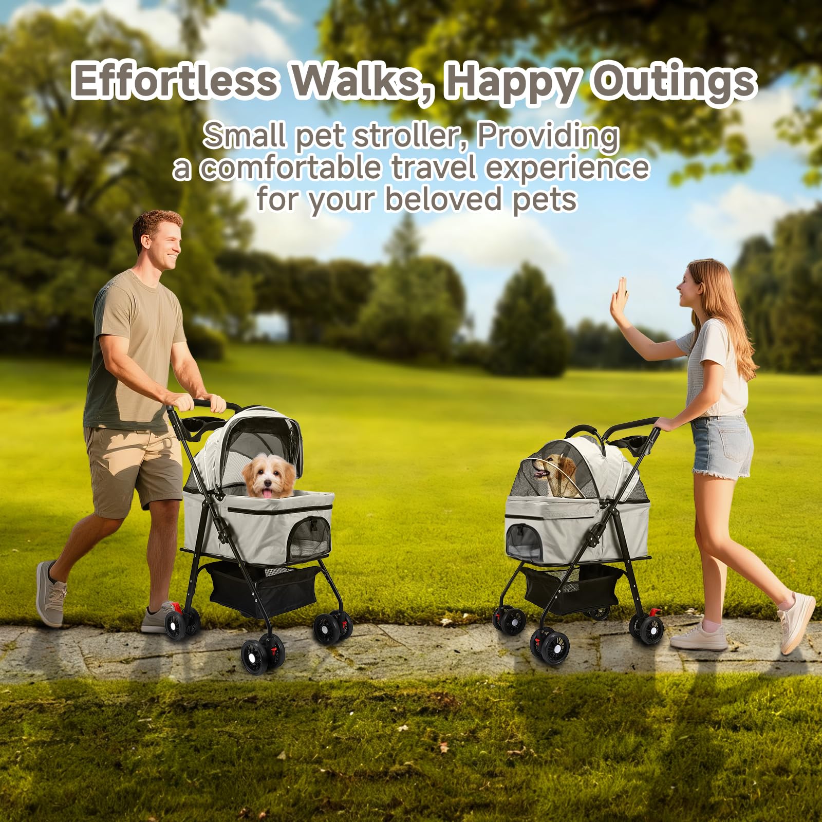 AODI Pet Stroller folded compact storage for easy packing.