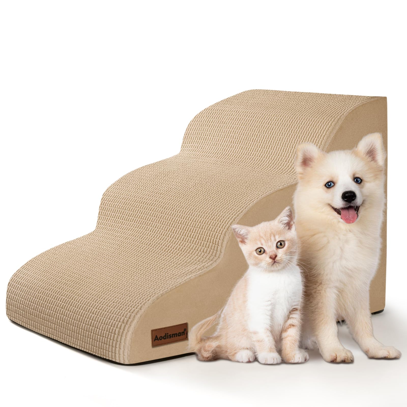 Aodisman 3-step dog ramp on sofa improves pet access