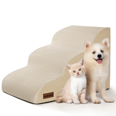 Aodisman 3-Step Dog Ramp beside sofa for easy pet access.