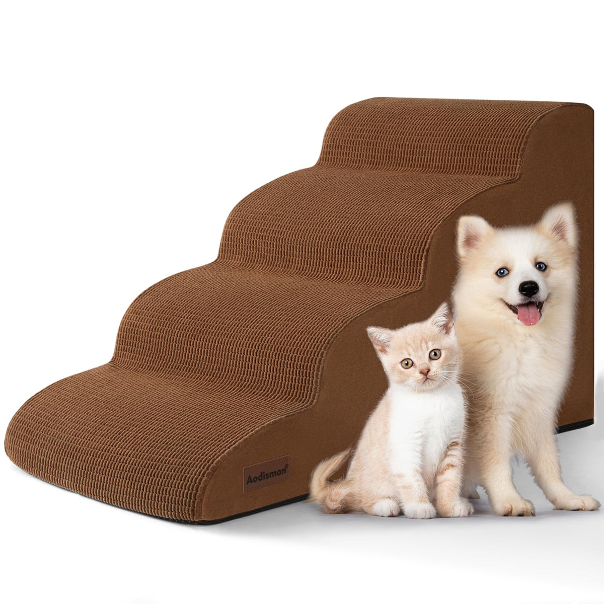 Aodisman 4-Step stairs beside bed edge for easy access and comfort.