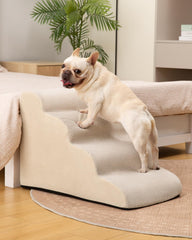 Curved ramp design aids puppies and pets with limited mobility.