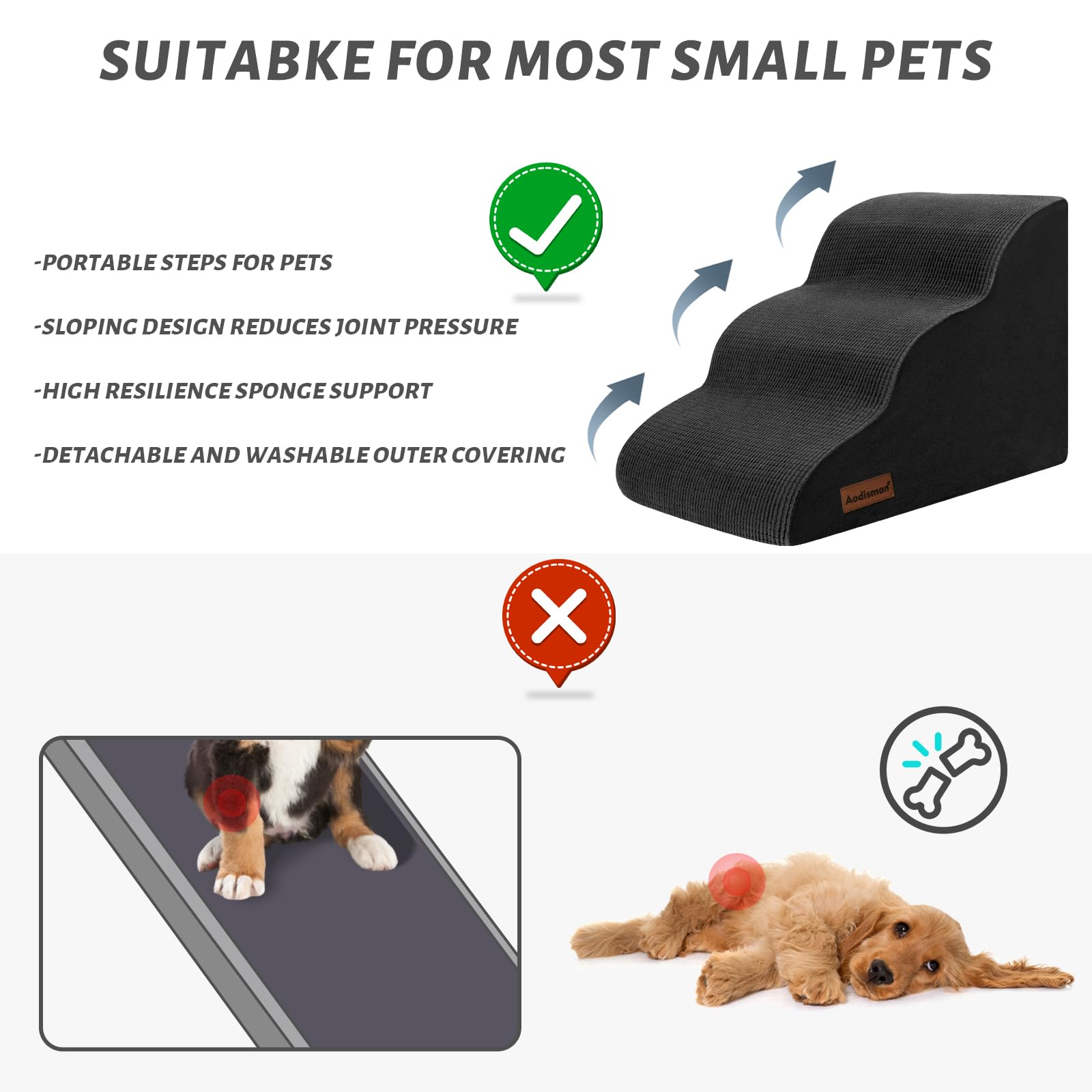 Aodisman dog ramp beside a bed for easy senior access
