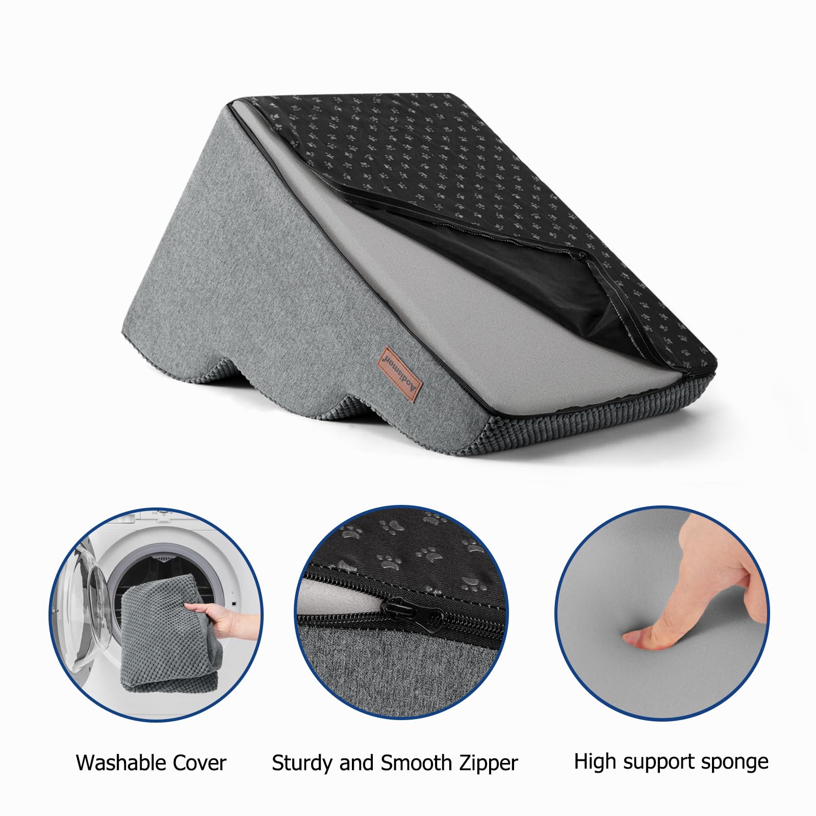 Aodisman four-step ramp at 17.7 inches; suitable for beds and couches.