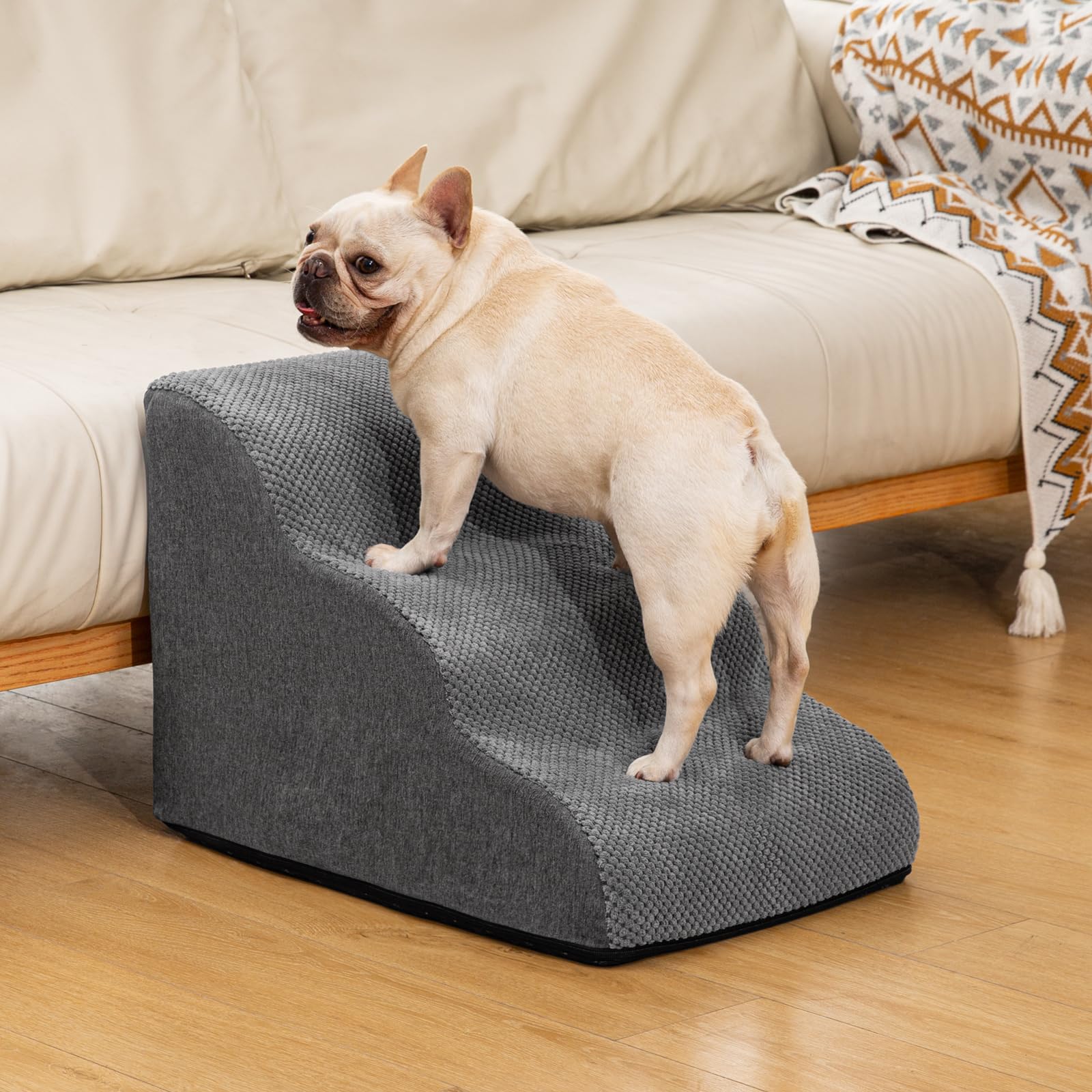 Aodisman three-step ramp at 15.7 inches; ideal for sofas.