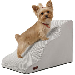 Aodisman 3-step dog stairs with curved design aiding safe climb for small dogs.