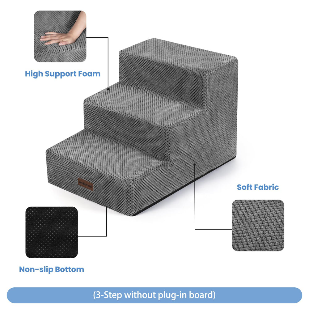 Aodisman dog stairs 3-step removable cover shown for easy cleaning