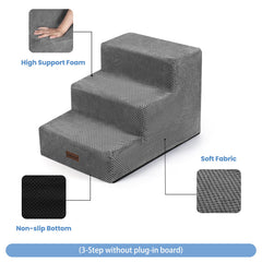 Aodisman dog stairs 3-step removable cover shown for easy cleaning