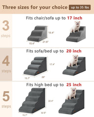 Aodisman dog stairs highlight 30D density foam for sturdy support.