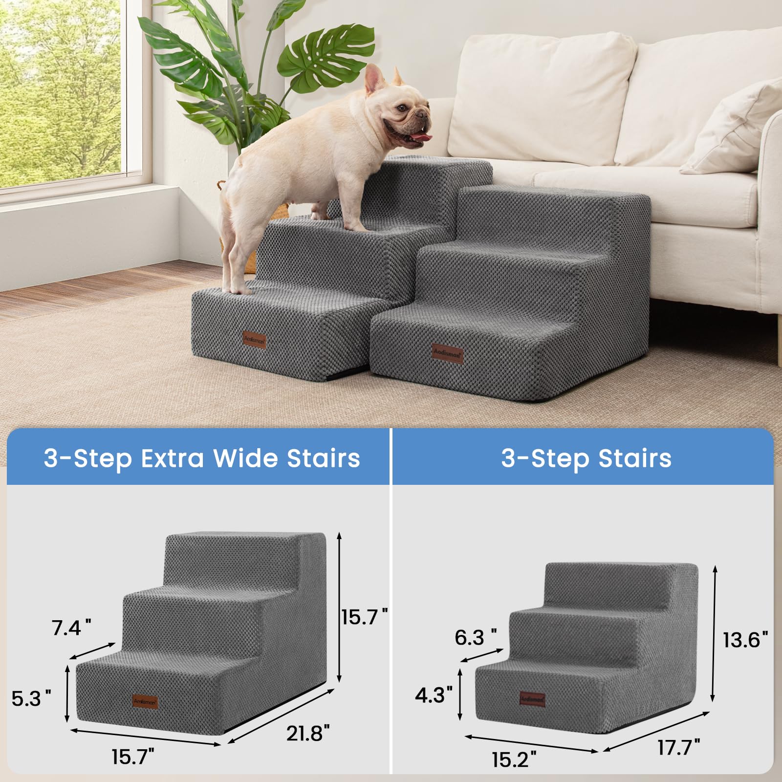 Aodisman dog stairs 4-step assembled ready for use on couch