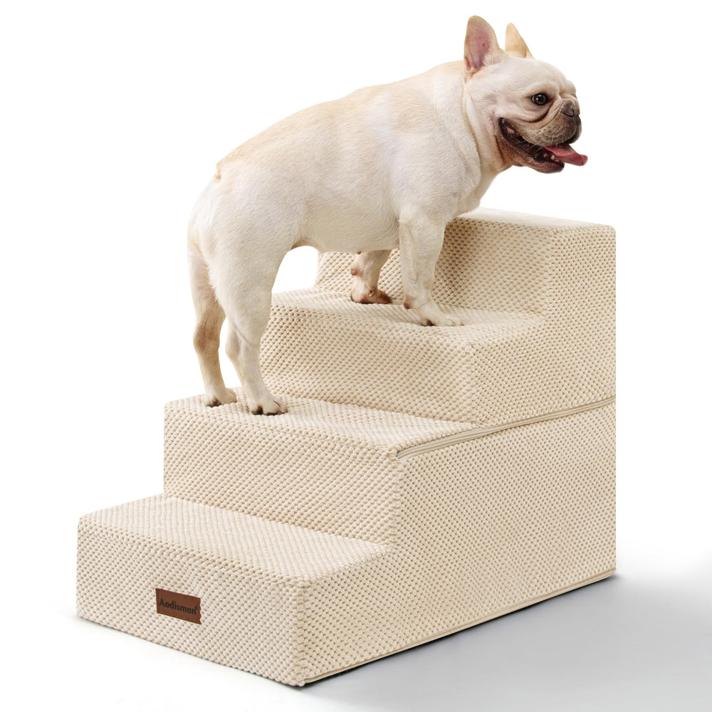 Aodisman 4-step dog stairs for bed 18.5 inch height helps small pets reach elevated surfaces