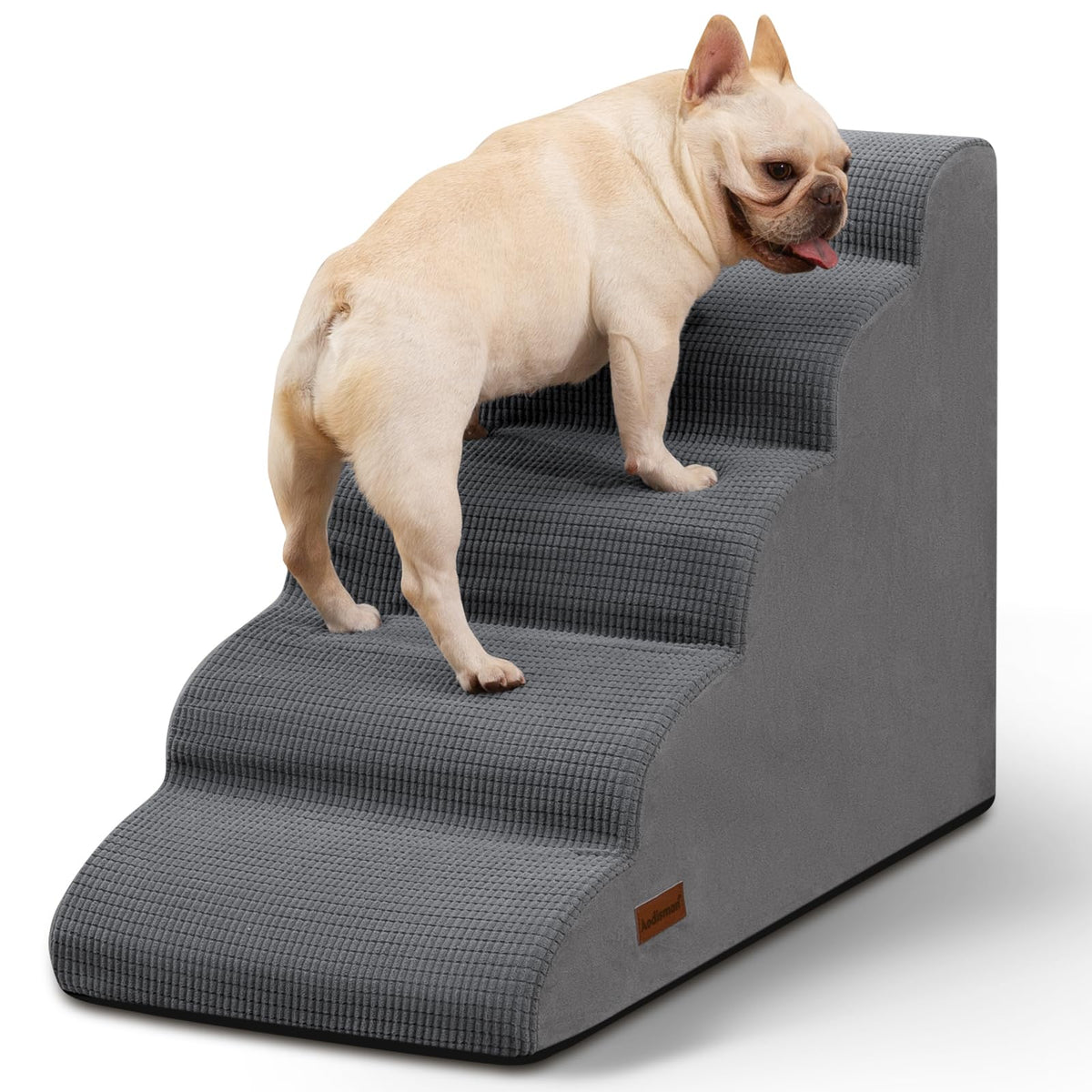 Aodisman dog stairs at the bed edge for easy, safe access.