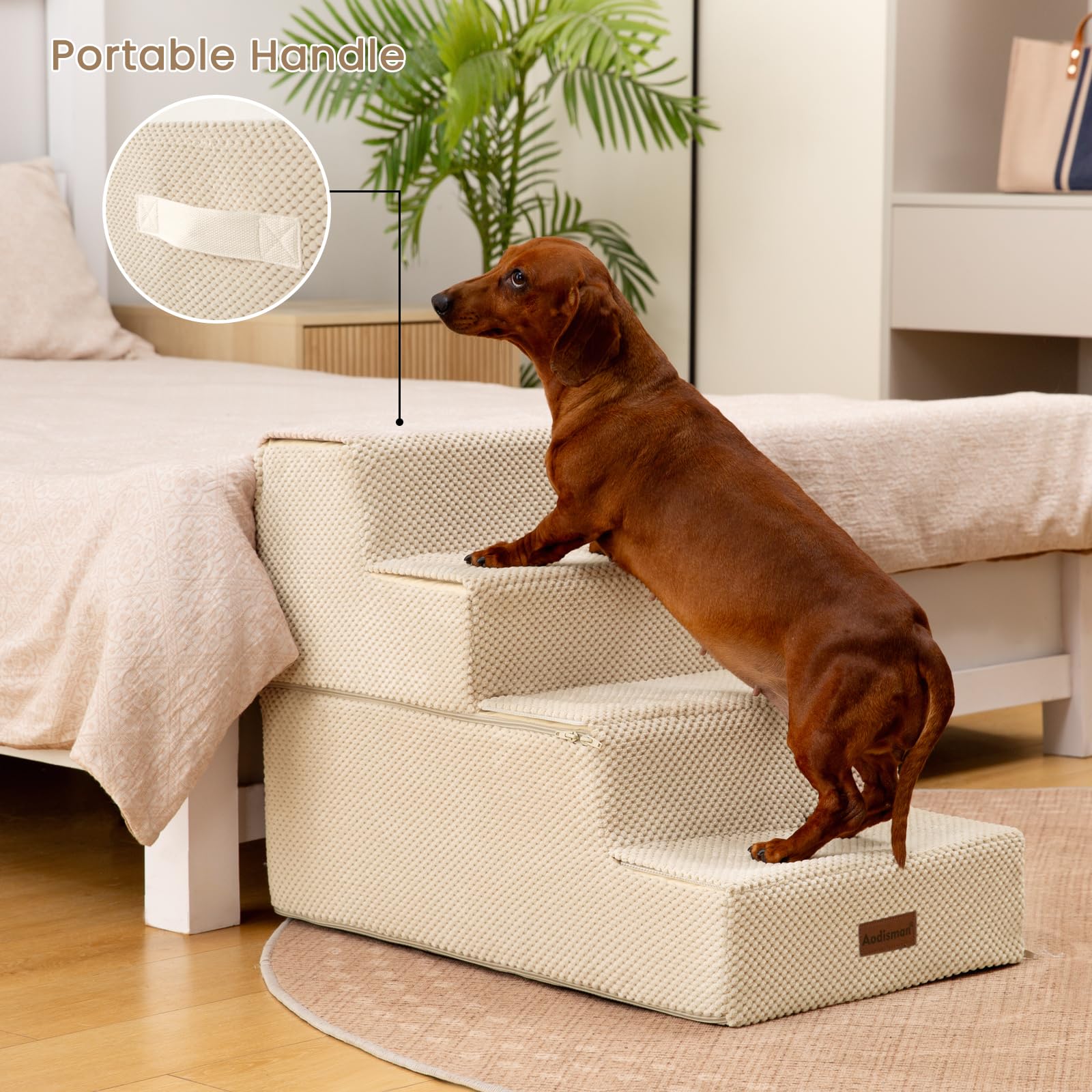 Aodisman beige colored dog stairs blending with home décor