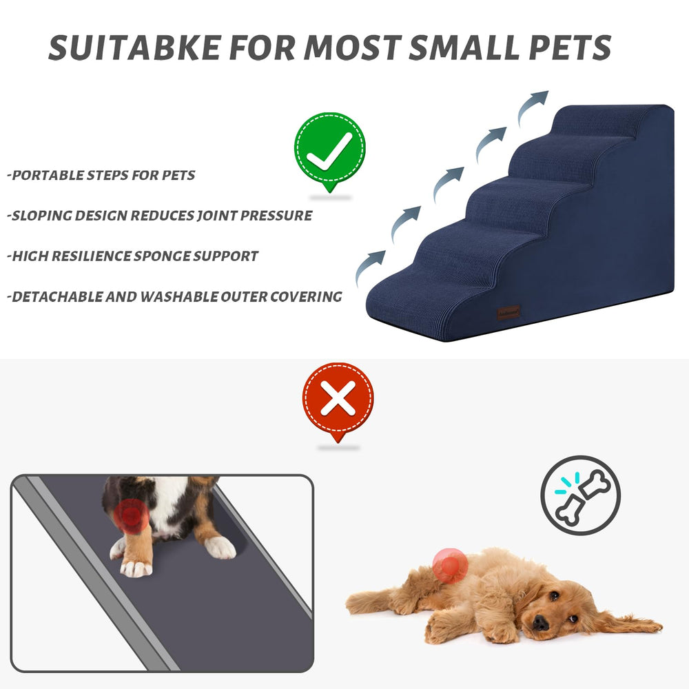Aodisman dog stairs blue packed compactly for travel or storage