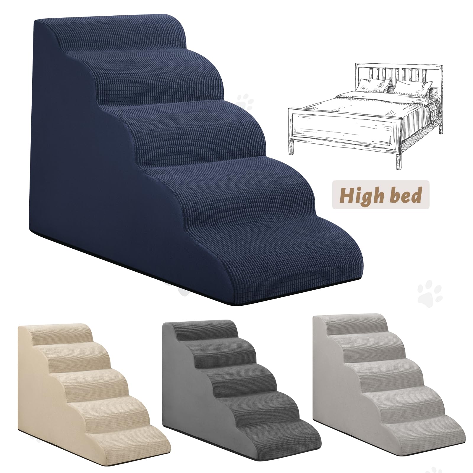 Aodisman dog stairs blue foam-core interior supports daily use