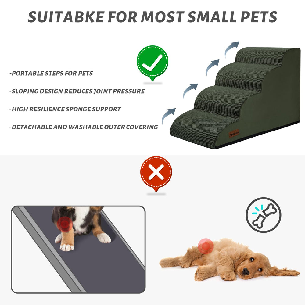 Aodisman 17.4-inch height helps pets reach beds and couches.