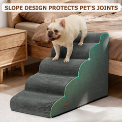 Aodisman dog stairs corduroy surface provides non-slip grip during climbs