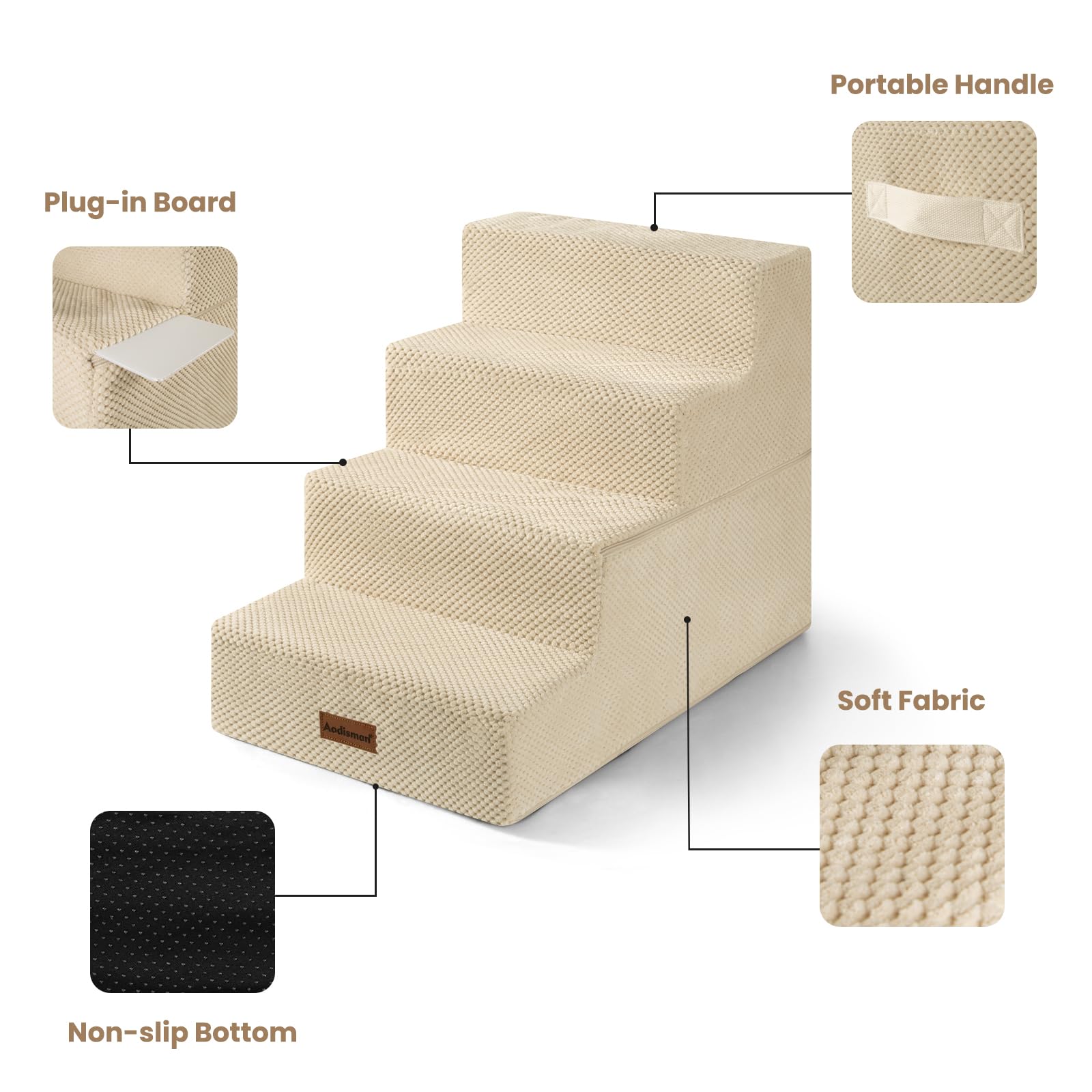 Aodisman dog stairs suitable for elderly cats reaching a couch or bed