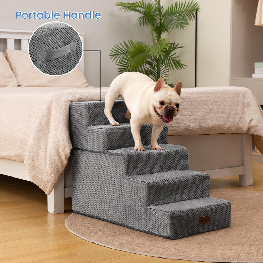 Aodisman foam-core dog stairs grey, lightweight yet sturdy
