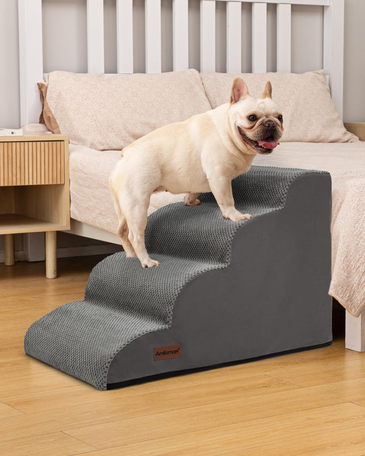 Aodisman dog stairs four-step model fits sofas up to 20 inches.