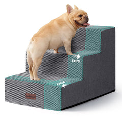 Aodisman dog stairs grey 3-step on couch for safer climbs