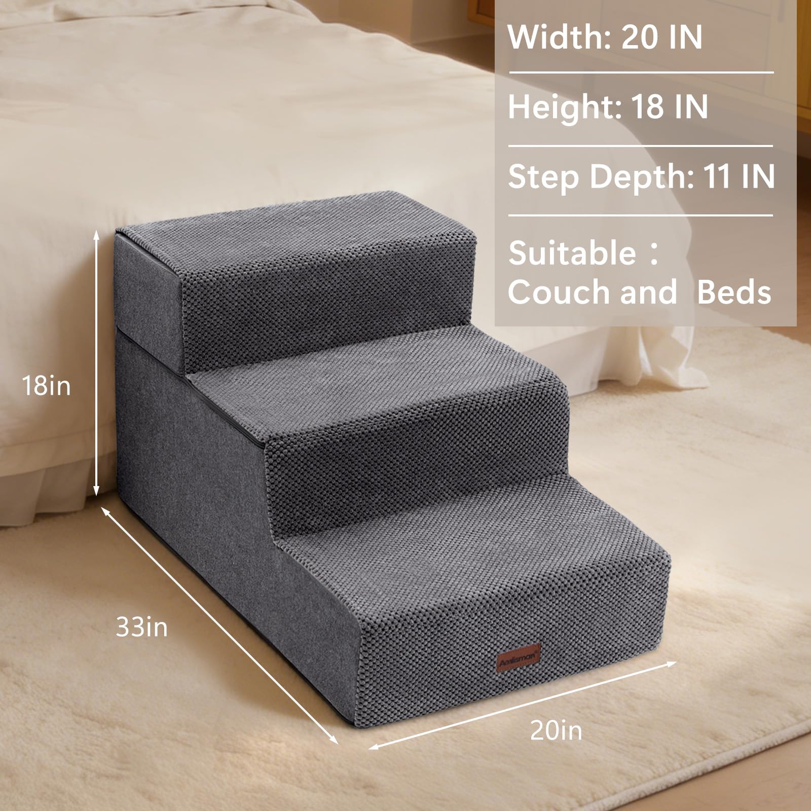 AODISMAN grey fabric complements home decor while helping dogs