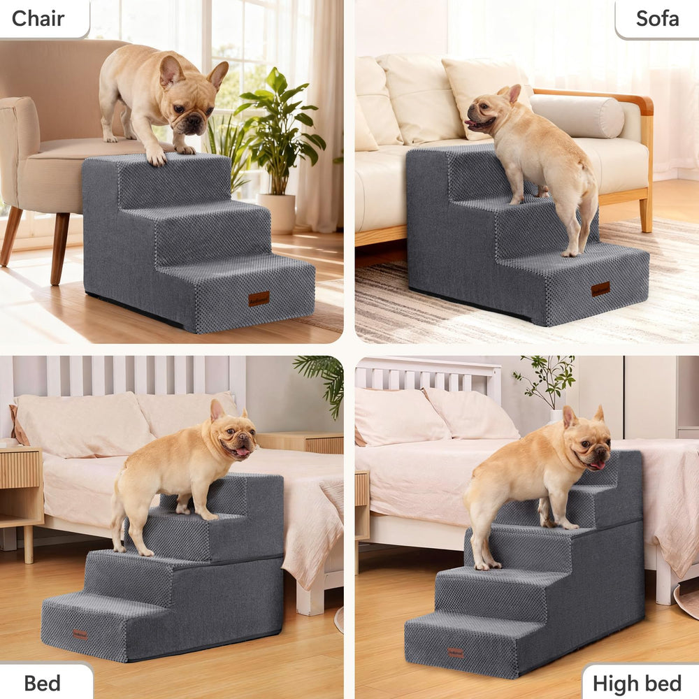 Aodisman dog stairs grey removable cover for easy cleaning