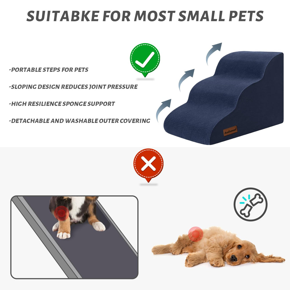 Aodisman dog stairs high-rebound foam core offers cushioned support.
