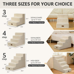 Aodisman dog stairs multiple-step configuration illustrating 3-4-5 step options
