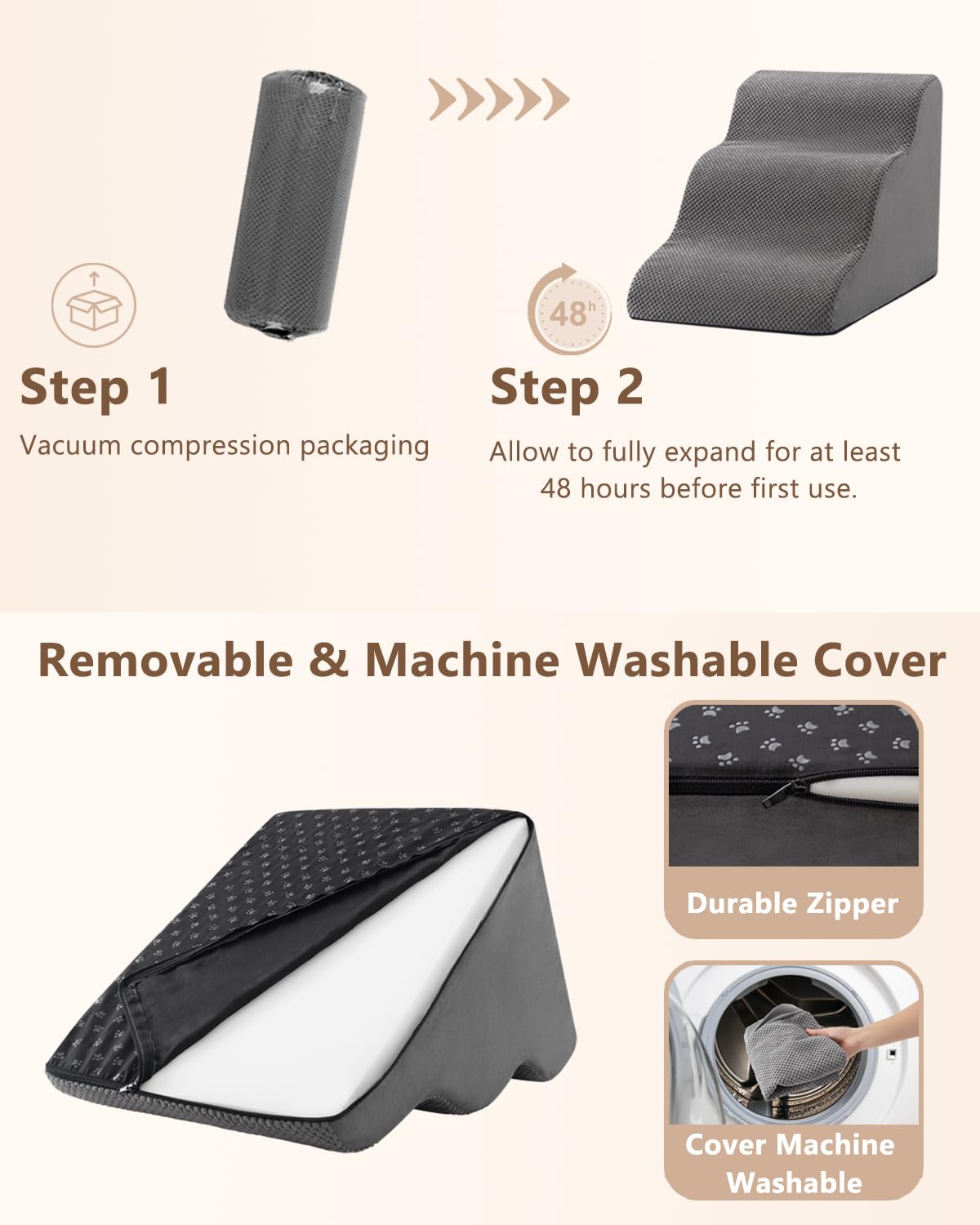 Aodisman dog stairs non-slip-bottom ensure secure footing on smooth floors.
