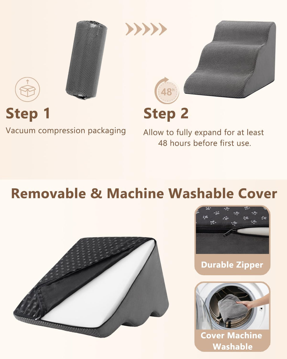 Aodisman dog stairs non-slip-bottom ensure secure footing on smooth floors.
