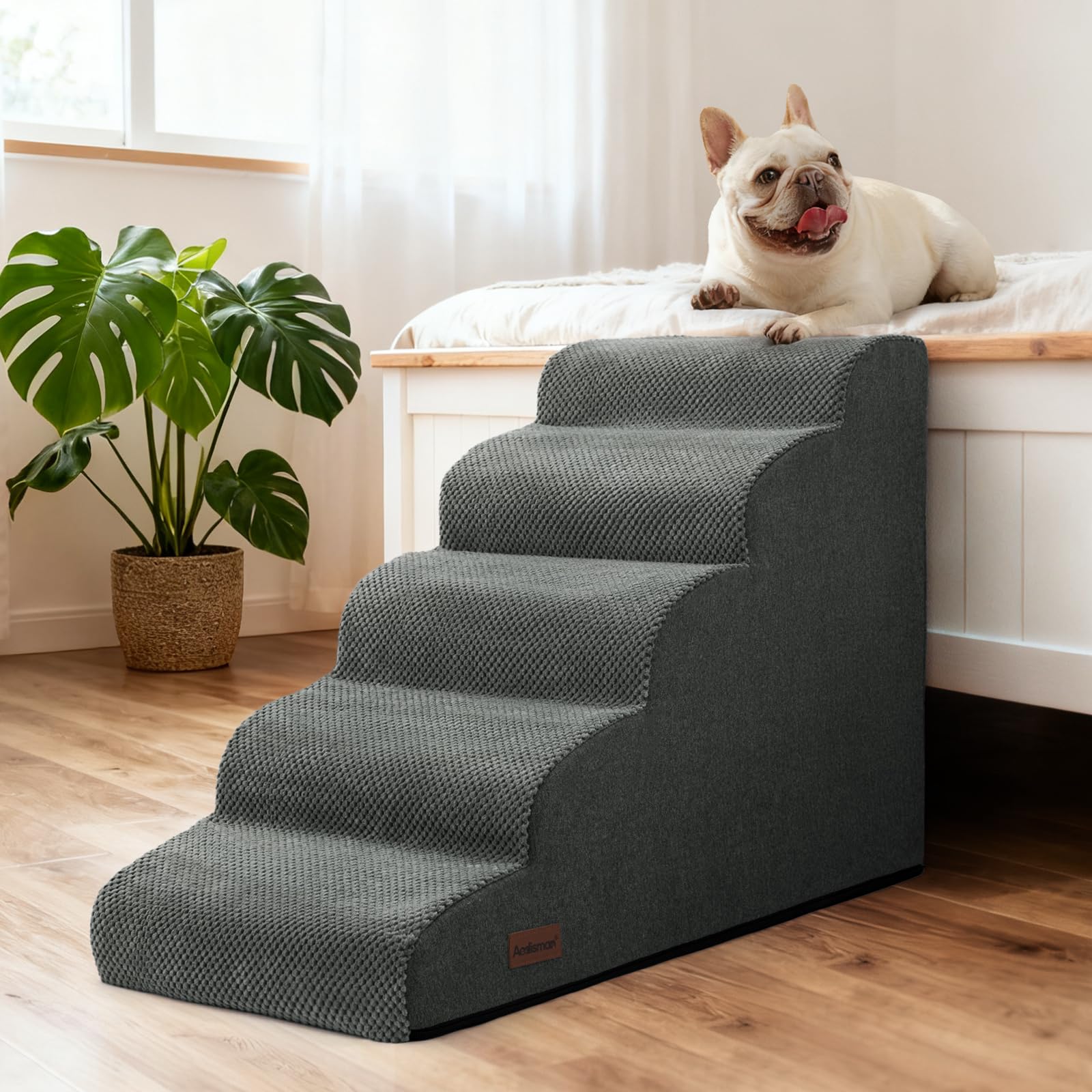 Aodisman dog stairs portable handle makes repositioning effortless