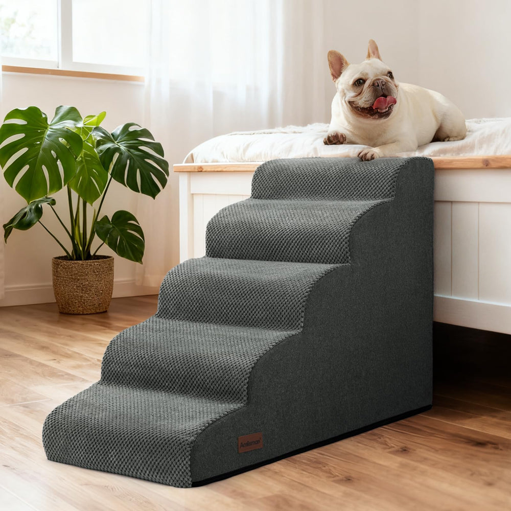 Aodisman dog stairs portable handle makes repositioning effortless