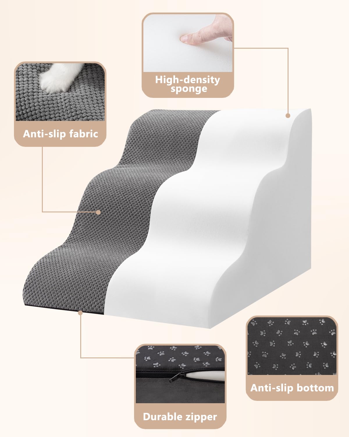 Aodisman dog stairs usage on sofa supports puppies and seniors with confidence.