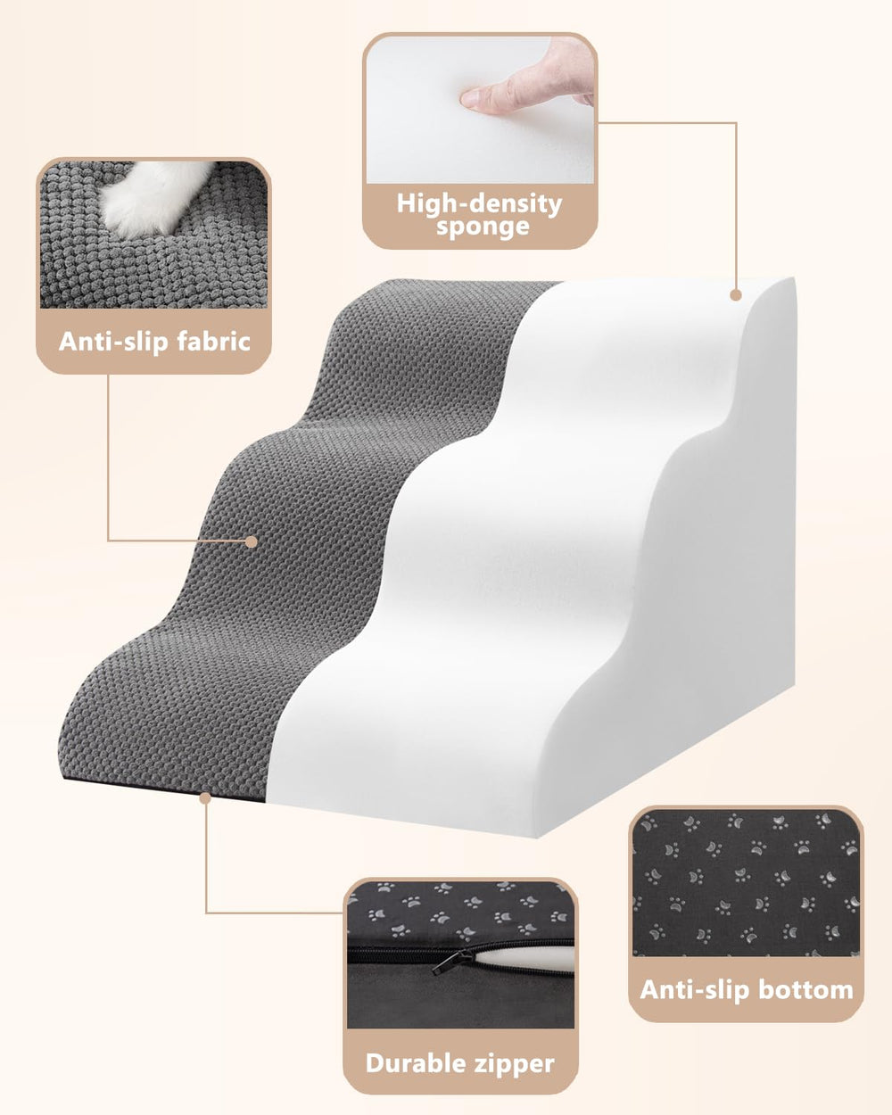 Aodisman dog stairs usage on sofa supports puppies and seniors with confidence.