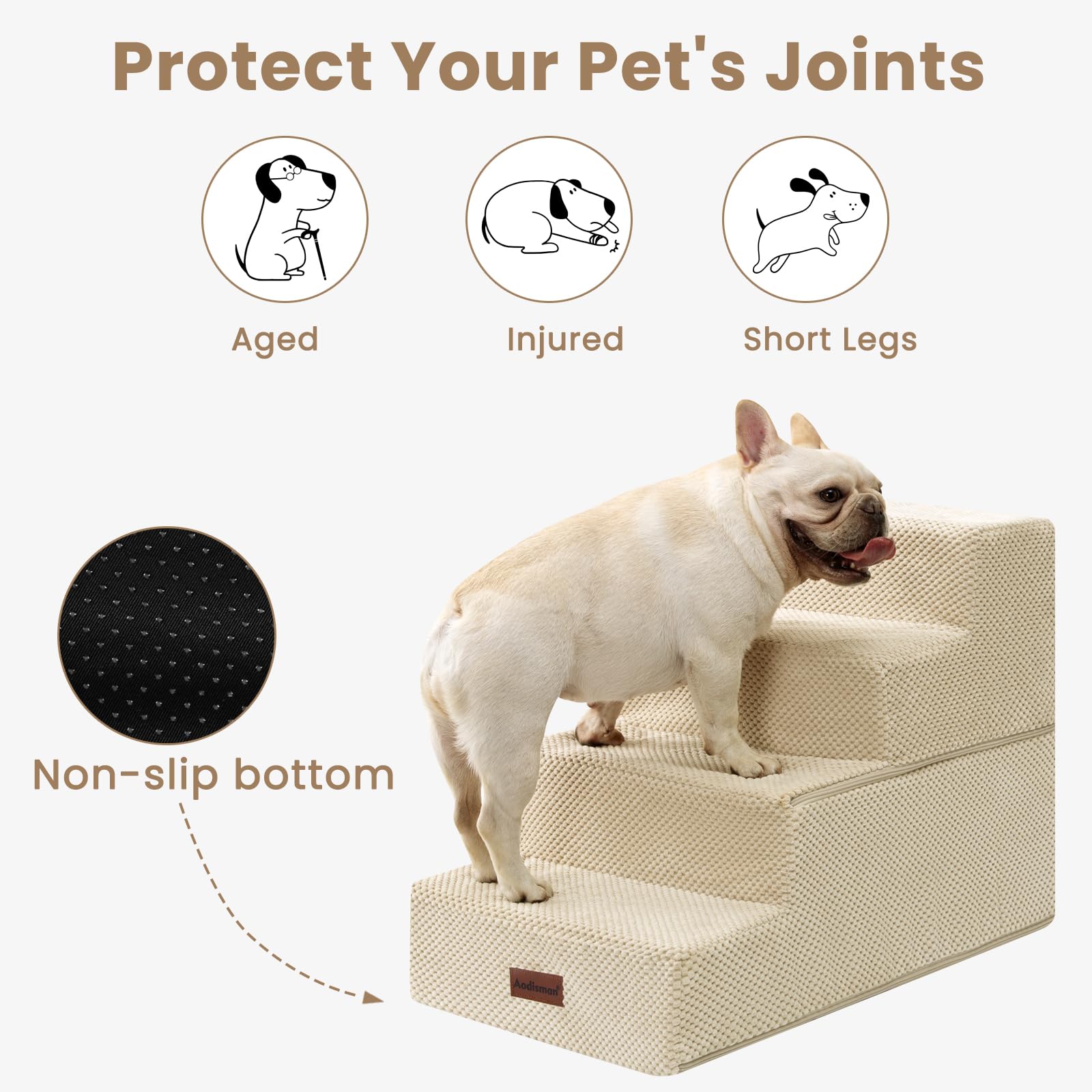 Aodisman dog stairs ideal for puppies climbing to a bed or chair