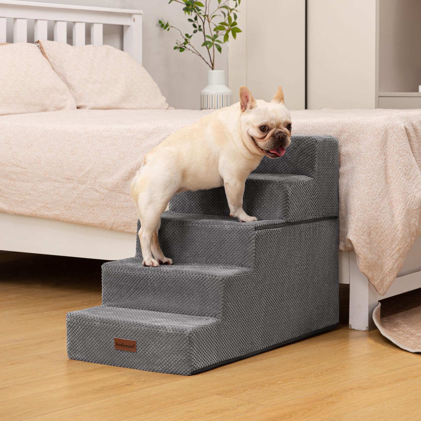 Aodisman removable cover dog stairs grey for simple cleaning