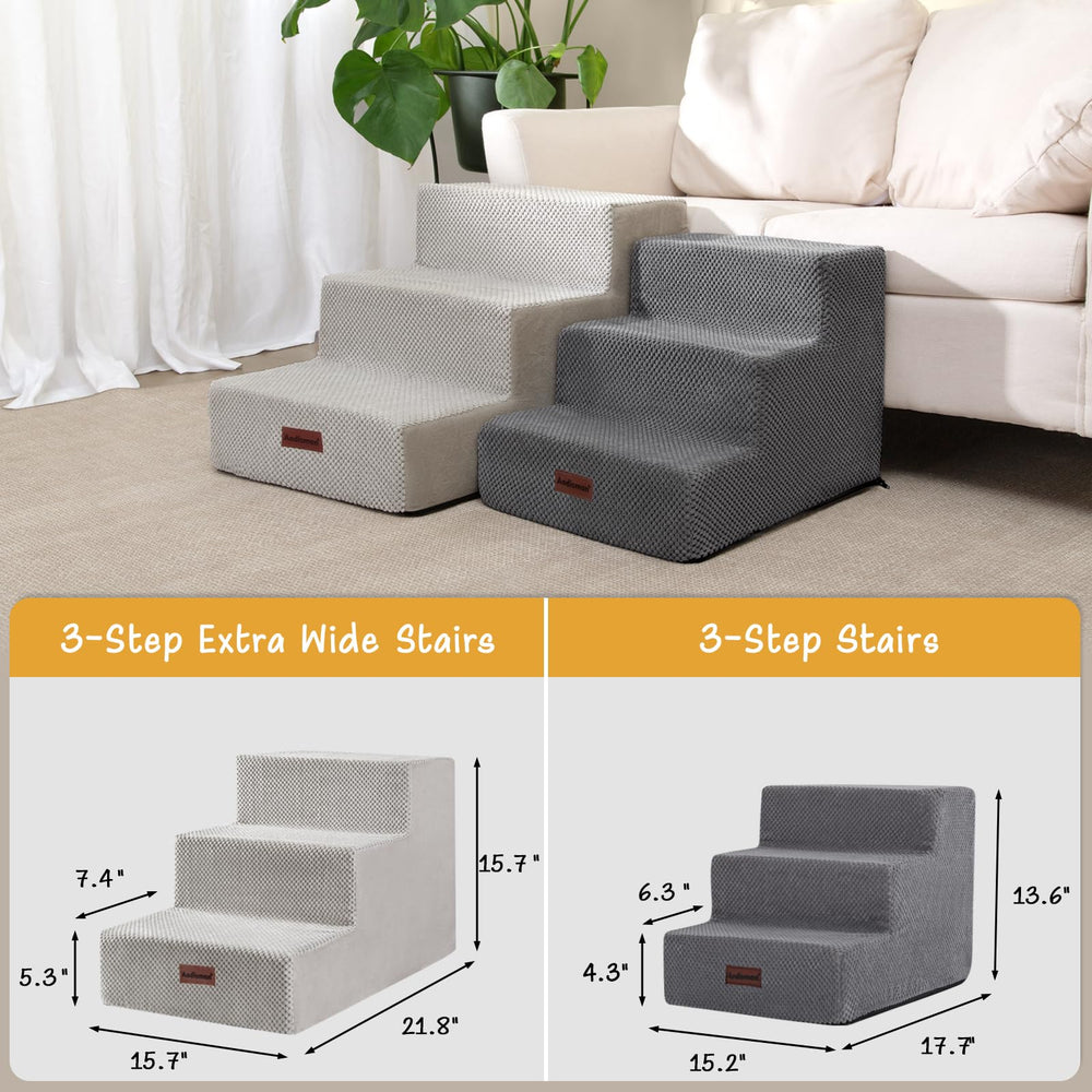 Aodisman dog stairs grey removable cover demonstrates easy cleaning.