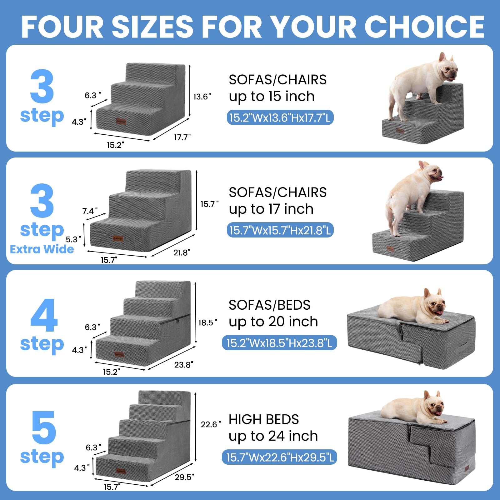 Aodisman dog stairs removable cover easy to launder