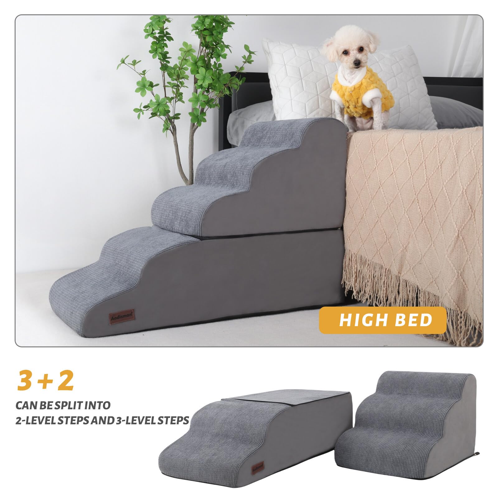 Aodisman removable washable cover on dog stairs for easy cleaning