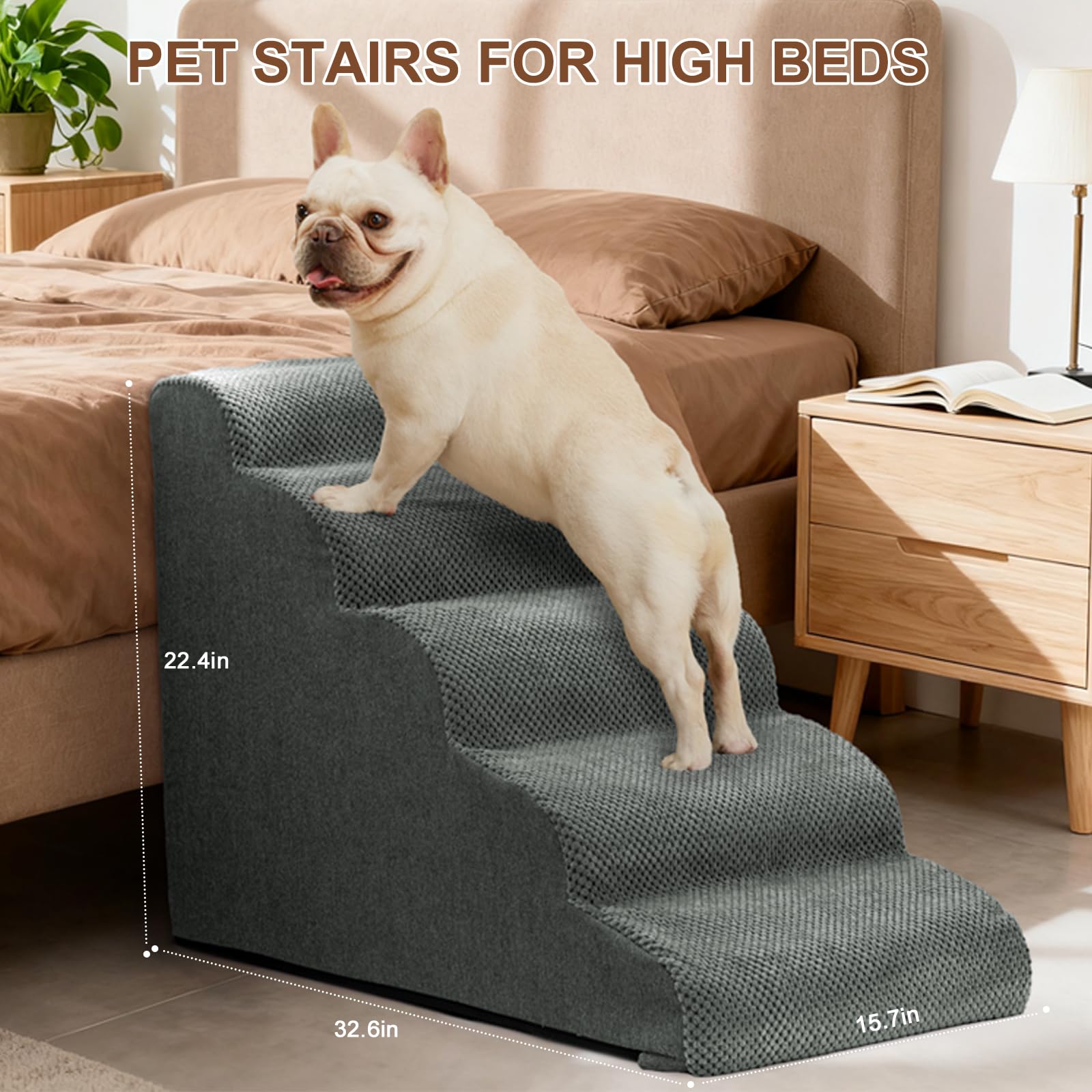 Aodisman dog stairs side view shows sturdy design for daily home use