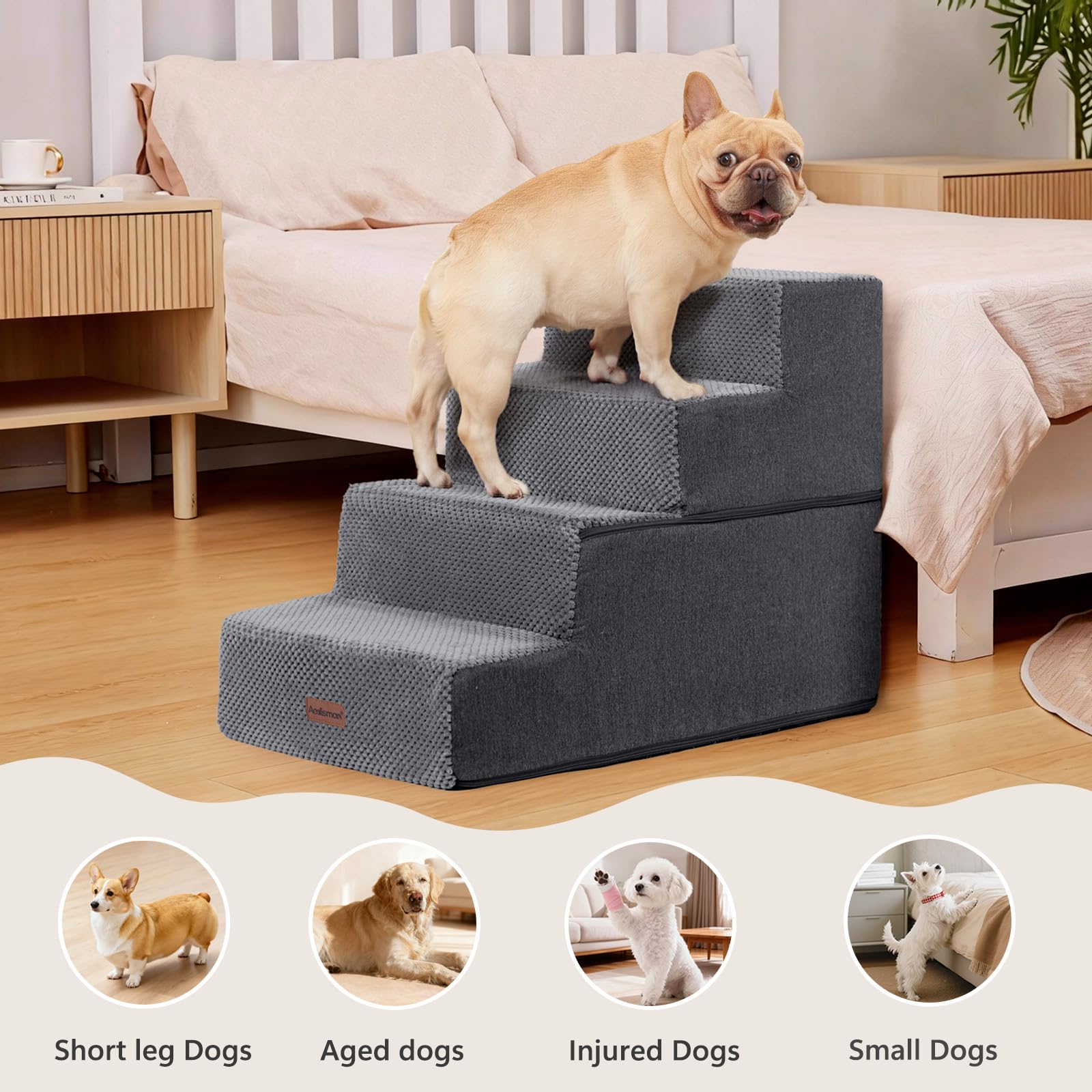Aodisman 5-step configuration grey stairs suitable for higher furniture.
