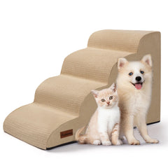 Aodisman 4-step dog steps beside bed for easy climbing onto bed