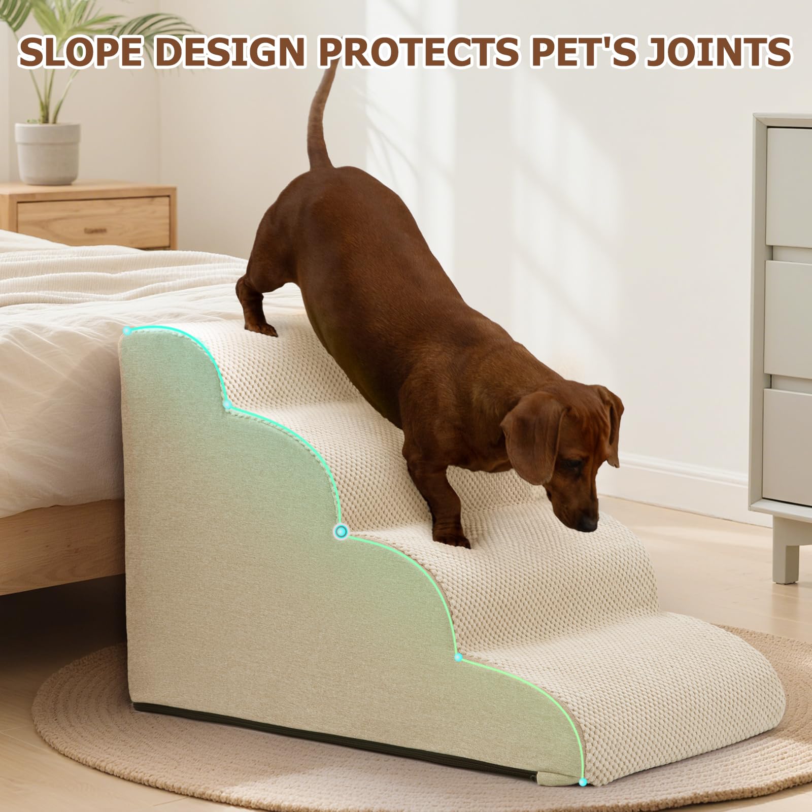 Aodisman dog steps corduroy surface provides non-slip grip.