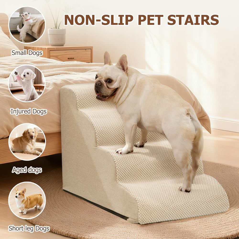Aodisman dog steps four-step height for bed access and stability.