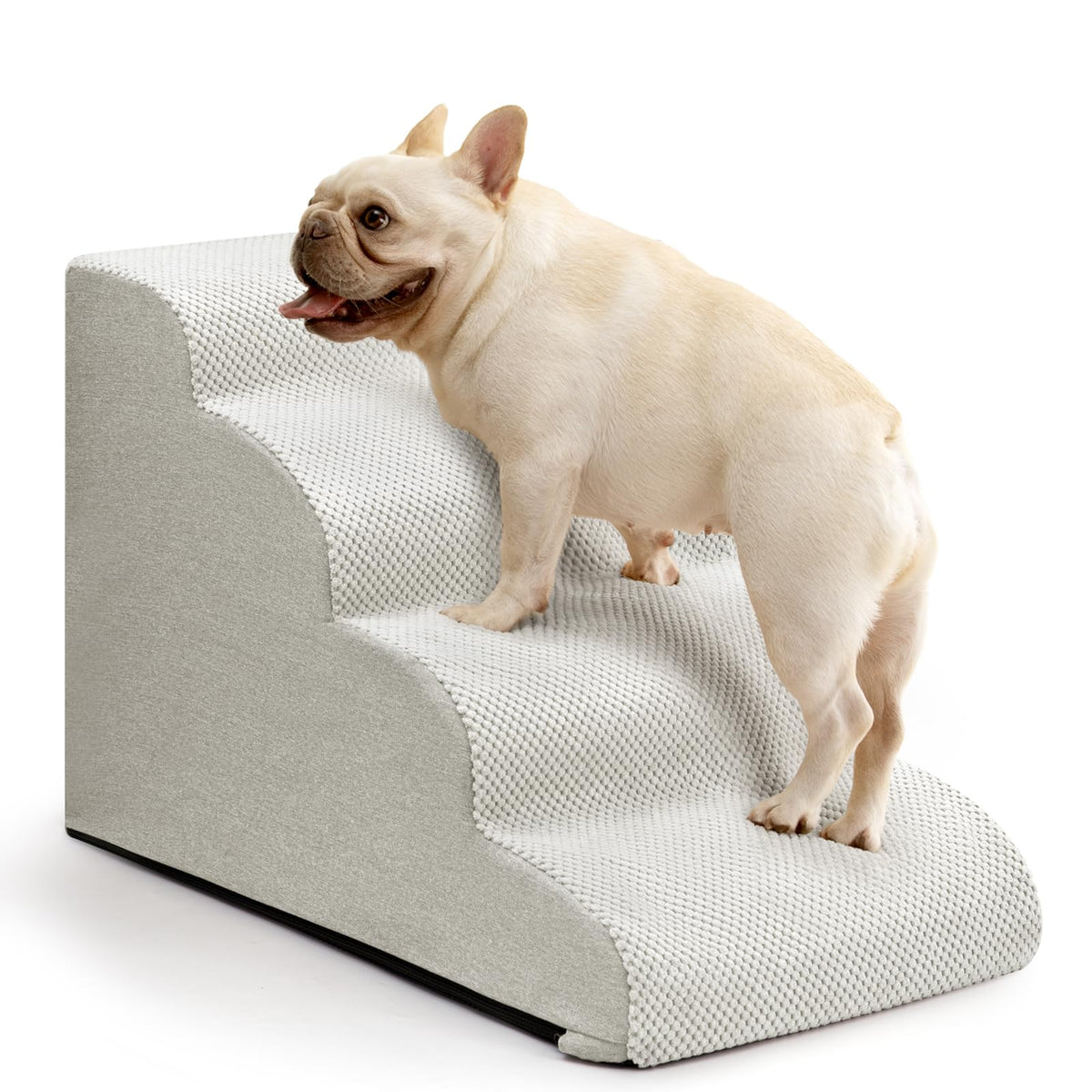 Aodisman four-step dog stairs on sofa provide stable support for small pets.