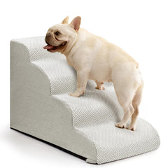 Aodisman four-step dog stairs on sofa provide stable support for small pets.