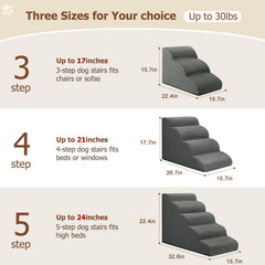 Aodisman three-step dog steps for bed use, compact and portable.